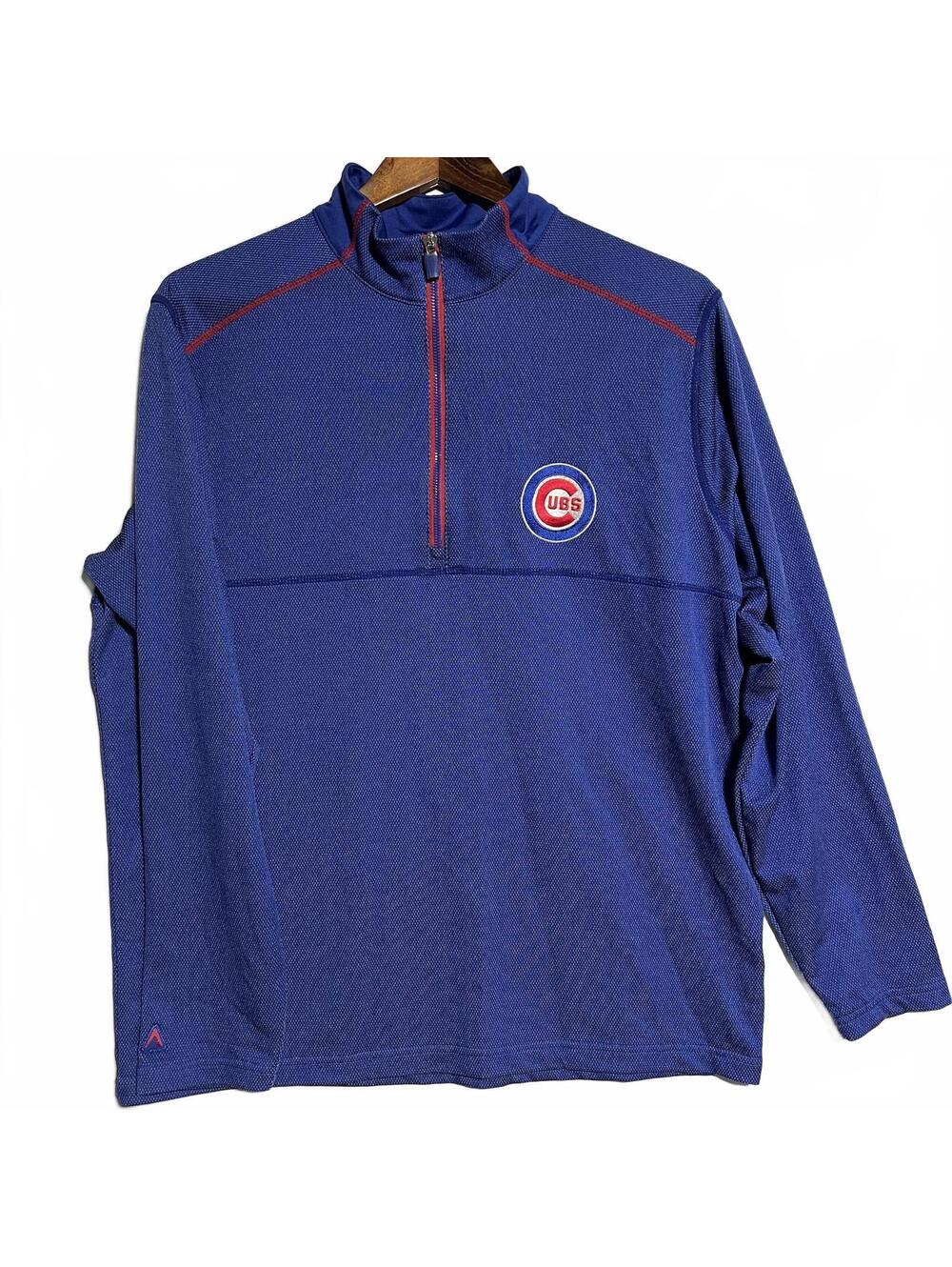 Chicago Cubs Men's Pullover 1/4 Quarter Zip Large Antigua Red Stitch MLB